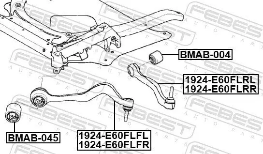 Lenker, Radaufhängung vorne Vorderachse unten rechts FEBEST 1924-E60FLFR Bild Lenker, Radaufhängung vorne Vorderachse unten rechts FEBEST 1924-E60FLFR