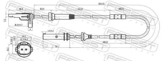 Sensor, Raddrehzahl Hinterachse FEBEST 19606-002 Bild Sensor, Raddrehzahl Hinterachse FEBEST 19606-002