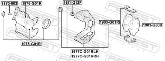 Bremssattelhaltersatz Hinterachse rechts FEBEST 1977C-G01RRH Bild Bremssattelhaltersatz Hinterachse rechts FEBEST 1977C-G01RRH