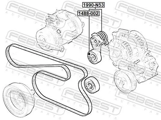 Riemenspanner, Keilrippenriemen FEBEST 1990-N53 Bild Riemenspanner, Keilrippenriemen FEBEST 1990-N53