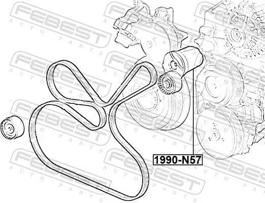 Riemenspanner, Keilrippenriemen FEBEST 1990-N57 Bild Riemenspanner, Keilrippenriemen FEBEST 1990-N57