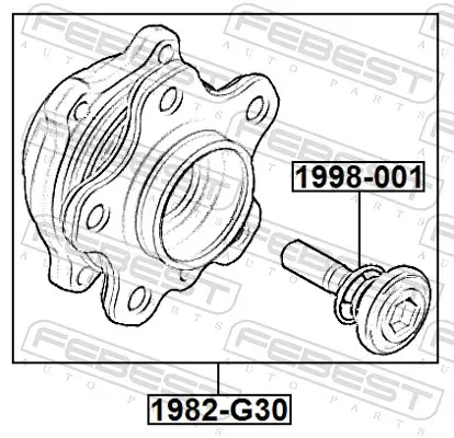 Achsschraube, Antriebswelle Vorderachse FEBEST 1998-001 Bild Achsschraube, Antriebswelle Vorderachse FEBEST 1998-001