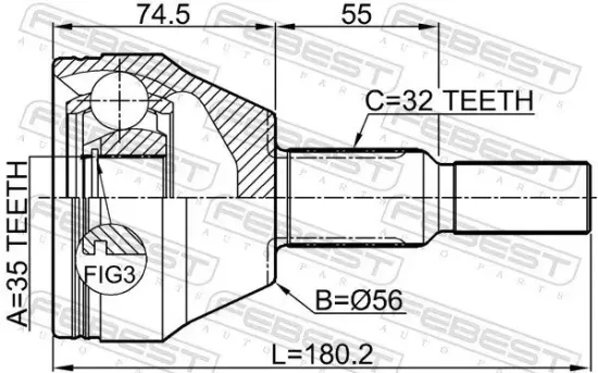 Gelenksatz, Antriebswelle Vorderachse radseitig FEBEST 2010-NIT Bild Gelenksatz, Antriebswelle Vorderachse radseitig FEBEST 2010-NIT
