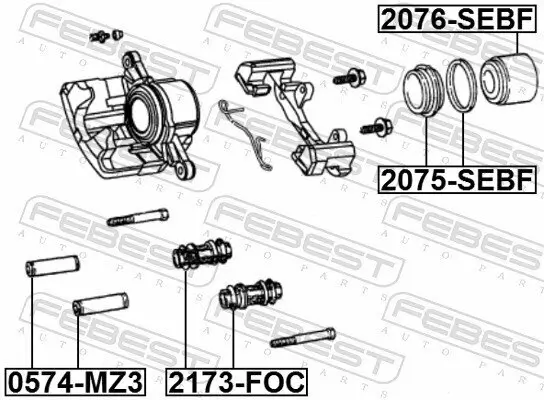 Reparatursatz, Bremssattel Vorderachse FEBEST 2075-SEBF Bild Reparatursatz, Bremssattel Vorderachse FEBEST 2075-SEBF