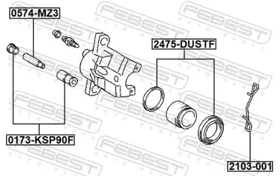 Feder, Scheibenbremsbelag FEBEST 2103-001 Bild Feder, Scheibenbremsbelag FEBEST 2103-001