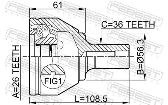 Gelenksatz, Antriebswelle radseitig Vorderachse FEBEST 2110-CB3 Bild Gelenksatz, Antriebswelle radseitig Vorderachse FEBEST 2110-CB3