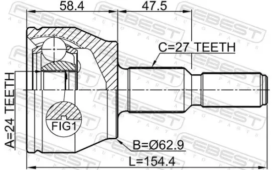 Gelenksatz, Antriebswelle Vorderachse radseitig FEBEST 2110-CB7 Bild Gelenksatz, Antriebswelle Vorderachse radseitig FEBEST 2110-CB7