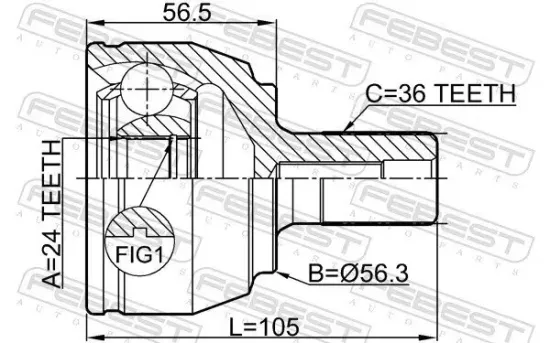 Gelenksatz, Antriebswelle Vorderachse radseitig FEBEST 2110-FOCII20 Bild Gelenksatz, Antriebswelle Vorderachse radseitig FEBEST 2110-FOCII20