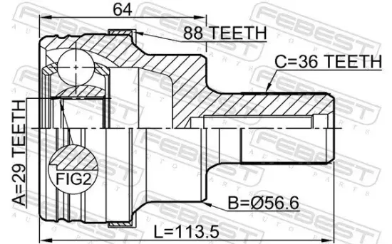 Gelenksatz, Antriebswelle FEBEST 2110-KUGA88R Bild Gelenksatz, Antriebswelle FEBEST 2110-KUGA88R