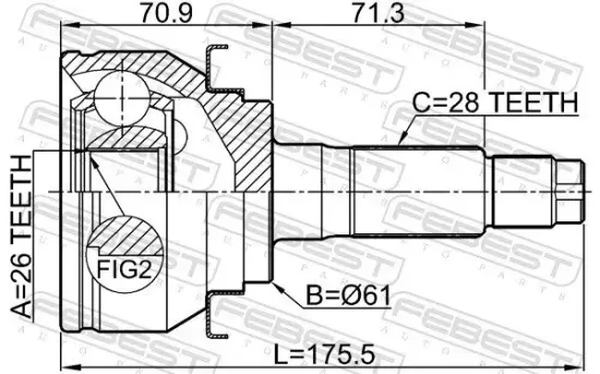 Gelenksatz, Antriebswelle FEBEST 2110-TKE Bild Gelenksatz, Antriebswelle FEBEST 2110-TKE