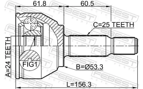 Gelenksatz, Antriebswelle FEBEST 2110-TRC Bild Gelenksatz, Antriebswelle FEBEST 2110-TRC