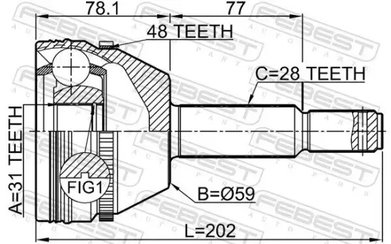 Gelenksatz, Antriebswelle Vorderachse radseitig FEBEST 2110-TRD9A48 Bild Gelenksatz, Antriebswelle Vorderachse radseitig FEBEST 2110-TRD9A48