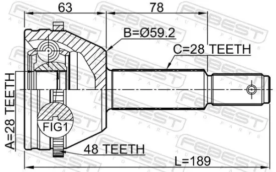 Gelenksatz, Antriebswelle radseitig Vorderachse FEBEST 2110-TT985A48 Bild Gelenksatz, Antriebswelle radseitig Vorderachse FEBEST 2110-TT985A48