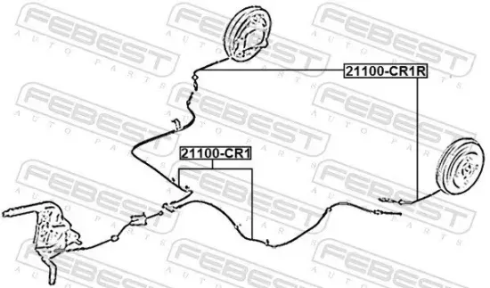 Seilzug, Feststellbremse hinten FEBEST 21100-CR1R Bild Seilzug, Feststellbremse hinten FEBEST 21100-CR1R