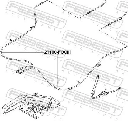 Seilzug, Feststellbremse vorne links vorne rechts FEBEST 21100-FOCIII Bild Seilzug, Feststellbremse vorne links vorne rechts FEBEST 21100-FOCIII