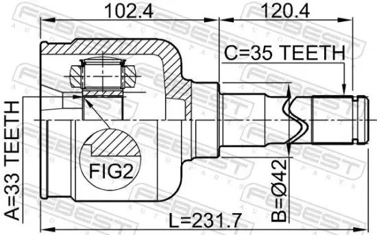 Gelenksatz, Antriebswelle getriebeseitig Vorderachse links FEBEST 2111-GELH Bild Gelenksatz, Antriebswelle getriebeseitig Vorderachse links FEBEST 2111-GELH