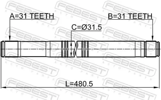 Antriebswelle Vorderachse rechts FEBEST 2112-TT9 Bild Antriebswelle Vorderachse rechts FEBEST 2112-TT9