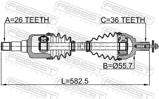 Antriebswelle Vorderachse links FEBEST 2114-CB4LH Bild Antriebswelle Vorderachse links FEBEST 2114-CB4LH