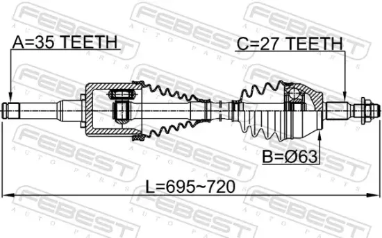 Antriebswelle Hinterachse links FEBEST 2114-KUGIIATLH Bild Antriebswelle Hinterachse links FEBEST 2114-KUGIIATLH