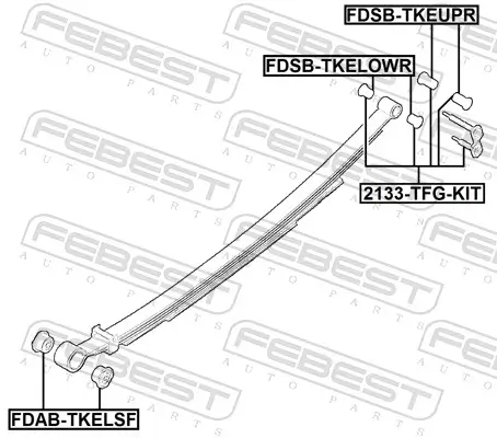 Befestigungssatz, Blattfeder FEBEST 2133-TFG-KIT Bild Befestigungssatz, Blattfeder FEBEST 2133-TFG-KIT