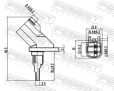 Sensor, Raddrehzahl Vorderachse links Hinterachse rechts Hinterachse links Vorderachse rechts FEBEST 21606-006 Bild Sensor, Raddrehzahl Vorderachse links Hinterachse rechts Hinterachse links Vorderachse rechts FEBEST 21606-006