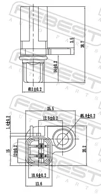 Sensor, Raddrehzahl Hinterachse FEBEST 21606-009 Bild Sensor, Raddrehzahl Hinterachse FEBEST 21606-009