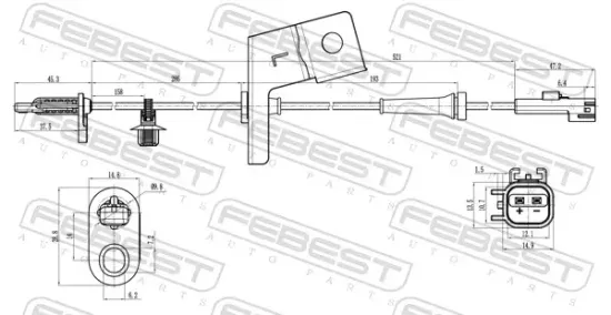 Sensor, Raddrehzahl Vorderachse links FEBEST 21606-013 Bild Sensor, Raddrehzahl Vorderachse links FEBEST 21606-013