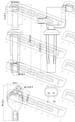 Zündspule FEBEST 21640-006 Bild Zündspule FEBEST 21640-006