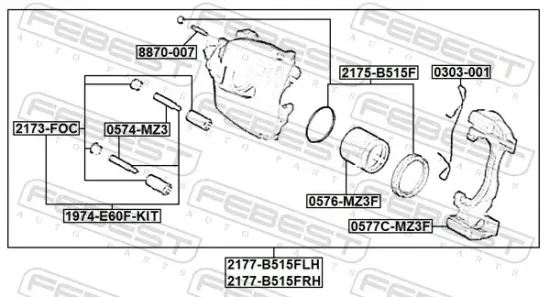 Bremssattel Vorderachse links FEBEST 2177-B515FLH Bild Bremssattel Vorderachse links FEBEST 2177-B515FLH