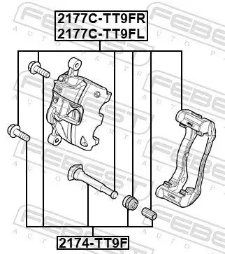 Bremssattelhaltersatz Vorderachse links FEBEST 2177C-TT9FL Bild Bremssattelhaltersatz Vorderachse links FEBEST 2177C-TT9FL