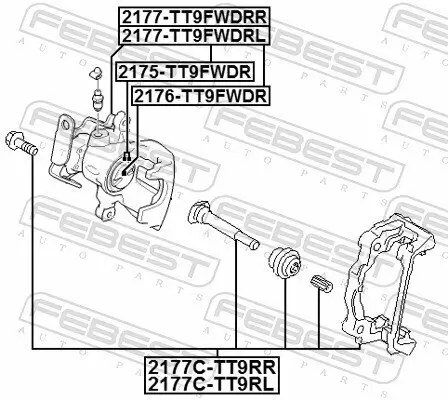 Bremssattelhaltersatz Hinterachse links FEBEST 2177C-TT9RL Bild Bremssattelhaltersatz Hinterachse links FEBEST 2177C-TT9RL