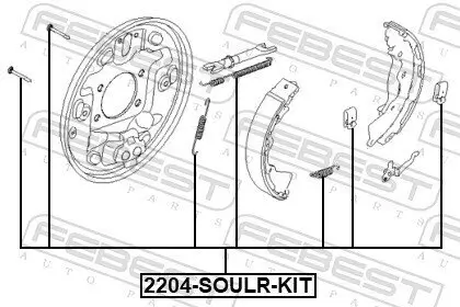 Zubehörsatz, Feststellbremsbacken Hinterachse FEBEST 2204-SOULR-KIT Bild Zubehörsatz, Feststellbremsbacken Hinterachse FEBEST 2204-SOULR-KIT