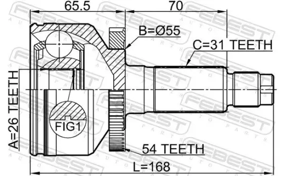 Gelenksatz, Antriebswelle FEBEST 2210-CARA54 Bild Gelenksatz, Antriebswelle FEBEST 2210-CARA54