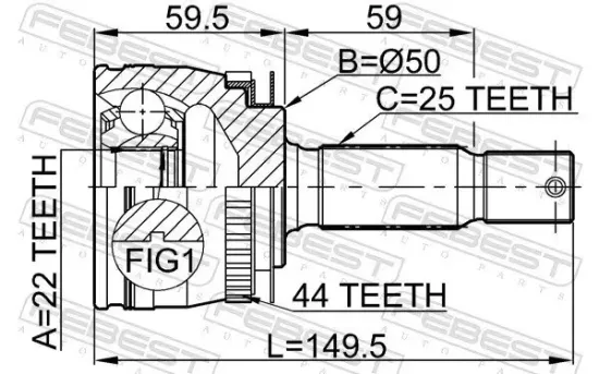 Gelenksatz, Antriebswelle FEBEST 2210-CER16A44 Bild Gelenksatz, Antriebswelle FEBEST 2210-CER16A44