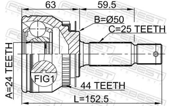 Gelenksatz, Antriebswelle radseitig Vorderachse FEBEST 2210-CER20A44 Bild Gelenksatz, Antriebswelle radseitig Vorderachse FEBEST 2210-CER20A44