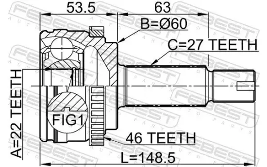 Gelenksatz, Antriebswelle FEBEST 2210-CERA46 Bild Gelenksatz, Antriebswelle FEBEST 2210-CERA46