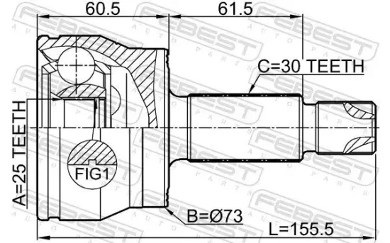 Gelenksatz, Antriebswelle Vorderachse radseitig FEBEST 2210-K5 Bild Gelenksatz, Antriebswelle Vorderachse radseitig FEBEST 2210-K5