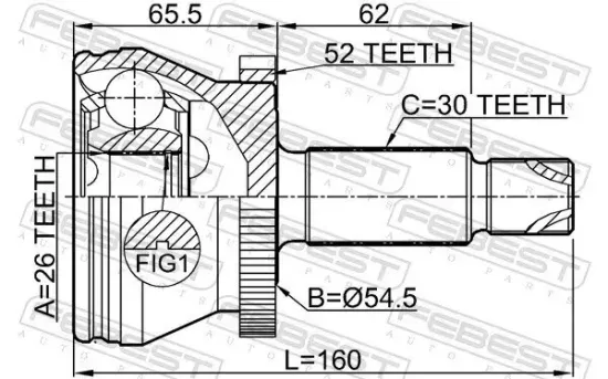 Gelenksatz, Antriebswelle Vorderachse radseitig FEBEST 2210-SOR15A52 Bild Gelenksatz, Antriebswelle Vorderachse radseitig FEBEST 2210-SOR15A52