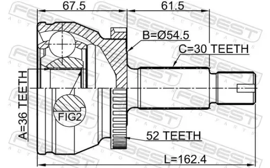 Gelenksatz, Antriebswelle Vorderachse radseitig FEBEST 2210-SORA52 Bild Gelenksatz, Antriebswelle Vorderachse radseitig FEBEST 2210-SORA52