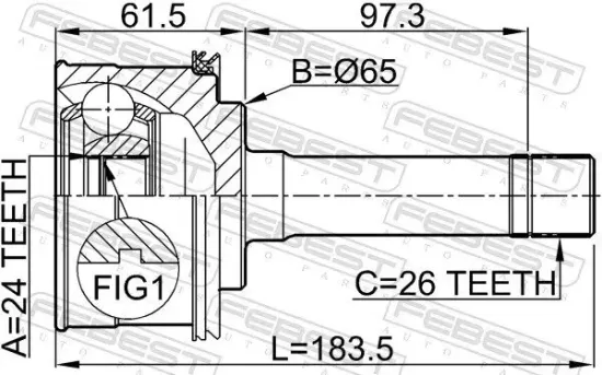 Gelenksatz, Antriebswelle Vorderachse radseitig FEBEST 2210-SP Bild Gelenksatz, Antriebswelle Vorderachse radseitig FEBEST 2210-SP