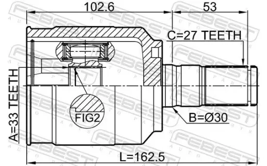 Gelenksatz, Antriebswelle Vorderachse getriebeseitig FEBEST 2211-D4224 Bild Gelenksatz, Antriebswelle Vorderachse getriebeseitig FEBEST 2211-D4224