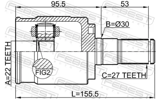 Gelenksatz, Antriebswelle Vorderachse Vorderachse links getriebeseitig FEBEST 2211-FBATLH Bild Gelenksatz, Antriebswelle Vorderachse Vorderachse links getriebeseitig FEBEST 2211-FBATLH