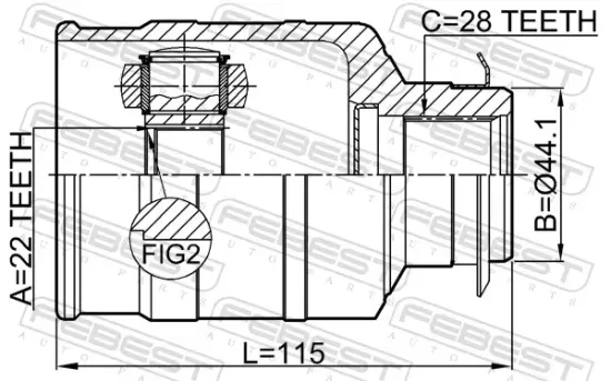 Gelenksatz, Antriebswelle getriebeseitig Vorderachse rechts FEBEST 2211-FBRH Bild Gelenksatz, Antriebswelle getriebeseitig Vorderachse rechts FEBEST 2211-FBRH