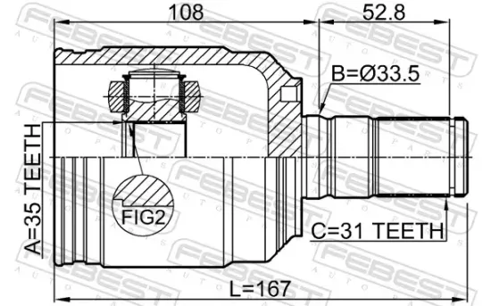 Gelenksatz, Antriebswelle Vorderachse links getriebeseitig innen FEBEST 2211-MQ4FLH Bild Gelenksatz, Antriebswelle Vorderachse links getriebeseitig innen FEBEST 2211-MQ4FLH