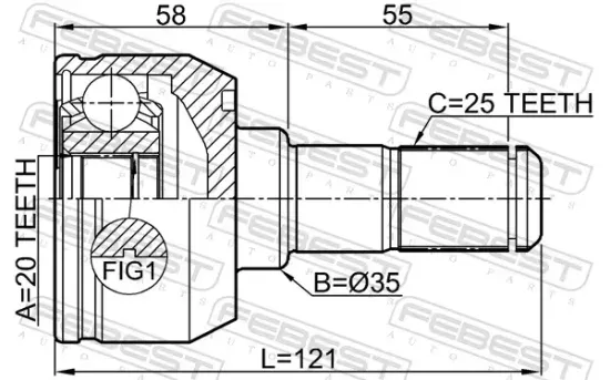 Gelenksatz, Antriebswelle innen Hinterachse getriebeseitig FEBEST 2211-MQ4R Bild Gelenksatz, Antriebswelle innen Hinterachse getriebeseitig FEBEST 2211-MQ4R