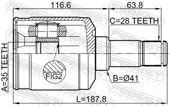 Gelenksatz, Antriebswelle getriebeseitig Vorderachse FEBEST 2211-SORMTLH Bild Gelenksatz, Antriebswelle getriebeseitig Vorderachse FEBEST 2211-SORMTLH