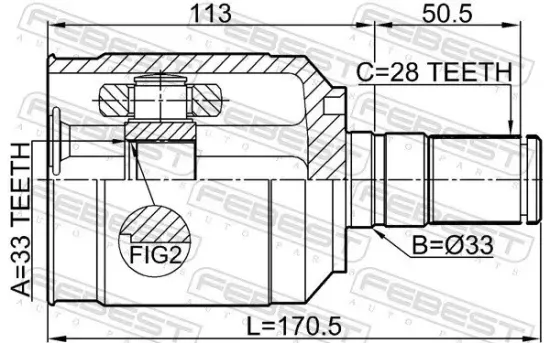 Gelenksatz, Antriebswelle FEBEST 2211-XM12LH Bild Gelenksatz, Antriebswelle FEBEST 2211-XM12LH