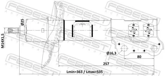Stoßdämpfer Vorderachse links FEBEST 22110-003FL Bild Stoßdämpfer Vorderachse links FEBEST 22110-003FL