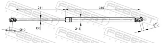 Gasfeder, Koffer-/Laderaum FEBEST 22117-017 Bild Gasfeder, Koffer-/Laderaum FEBEST 22117-017