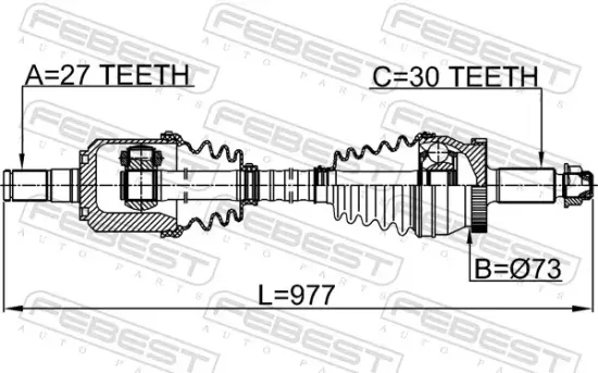 Antriebswelle Vorderachse rechts FEBEST 2214-JF20RH Bild Antriebswelle Vorderachse rechts FEBEST 2214-JF20RH